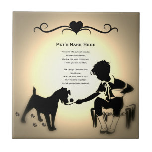 Paw Prints Pet Memorial Poem Golden Tile