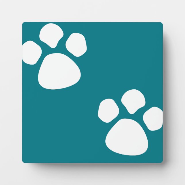 Paw Prints Plaque - Teal (Front)