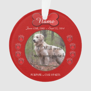 Paw Prints Poem Memorial Red Ornament