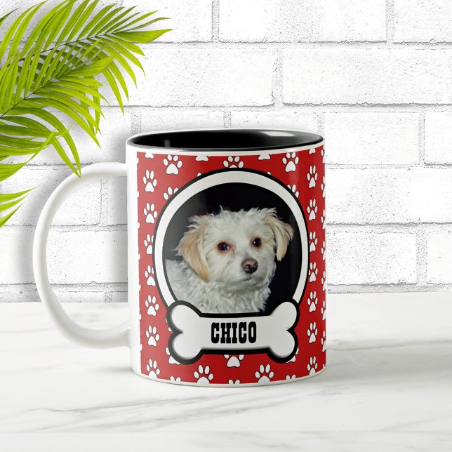 Paw Prints Red Pet Photo Mug (Creator Uploaded)