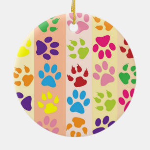 Paw Prints Round Ceramic Ornament