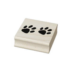 Paw Prints Silhouette Outline Wood Art Stamp