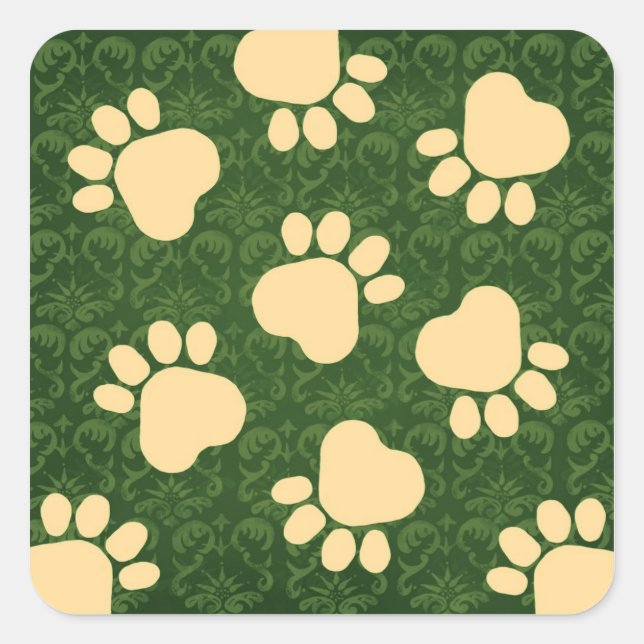 Paw Prints - Talk to the Paw! Green and Yellow Square Sticker (Front)