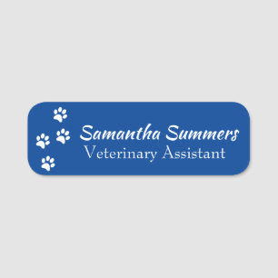 Paw Prints Vet Veterinary Business Groomer Name Tag