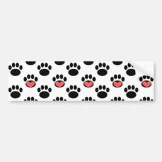 Paw Prints with Hearts Bumper Sticker