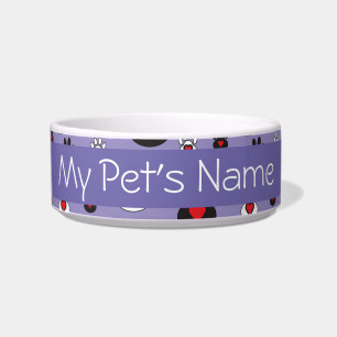 Paw Prints with Hearts Ceramic Pet Bowl