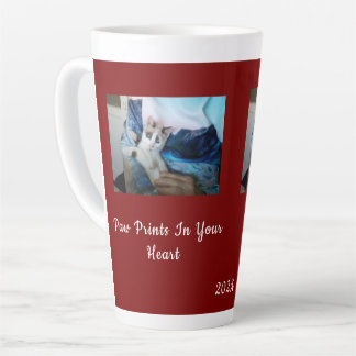 paw prints ,your heart, Cat Photo Custom Latte Mug