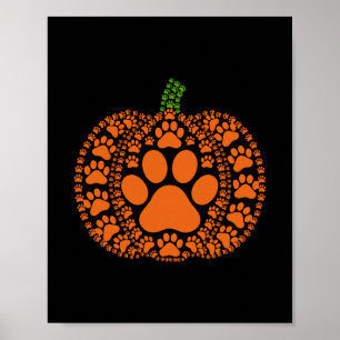 Paw Pumpkin Design Matching Halloween Thanksgiving Poster