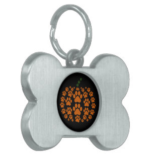 Paw Pumpkin Paw Print Dog Thanksgiving Pet ID Tag