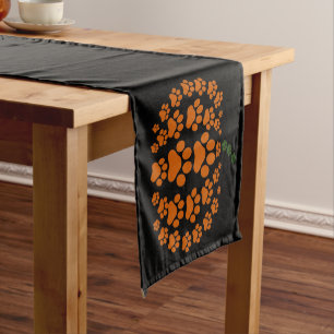 Paw Pumpkin Paw Print Dog Thanksgiving Short Table Runner