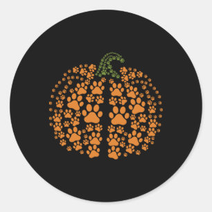 Paw Pumpkin Print Pumpkin Dog Women Halloween Than Classic Round Sticker
