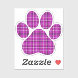 Paw Shape Plaid Pink Purple Cat Dog