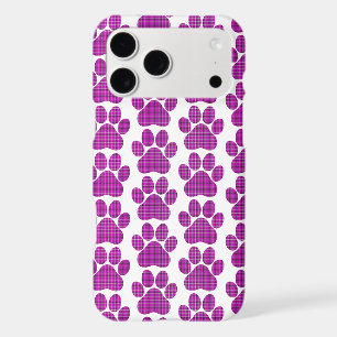 Paw Shape Plaid Purple Pink Dog Cat iPhone Case