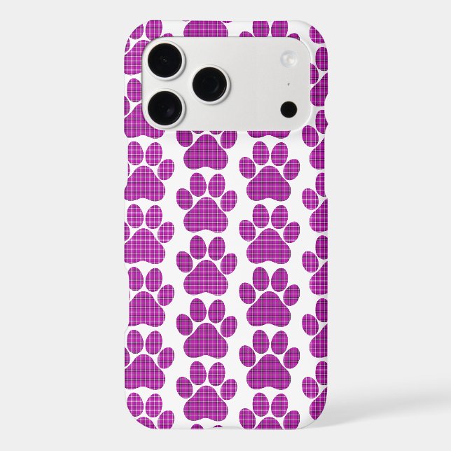 Paw Shape Plaid Purple Pink Dog Cat iPhone Case (Back)