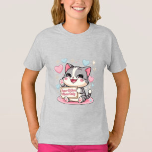Paw-sitive Vibes Only – Adorable Chibi Kitty Kawai T-Shirt