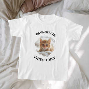 Paw-sitive vibes only cat photo girl T-Shirt
