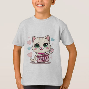 Paw-sitive Vibes Only – Cute Chibi Cat Kawaii T-Sh T-Shirt