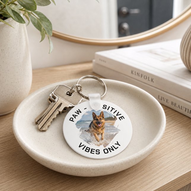 Paw-sitive vibes only dog photo key ring (Creator Uploaded)