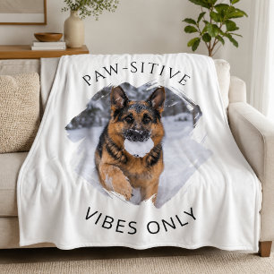 Paw-sitive Vibes Only German Shepherd GSD Photo Fleece Blanket