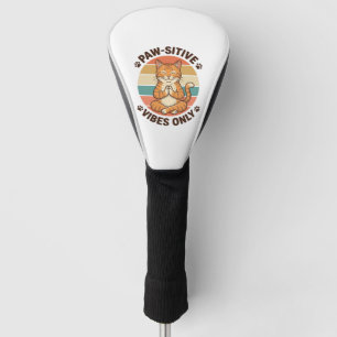 Paw-Sitive Vibes Only Meditating Cat Retro Design_ Golf Head Cover