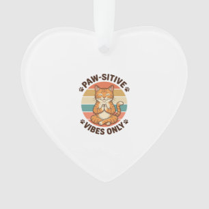 Paw-Sitive Vibes Only Meditating Cat Retro Design_ Ornament