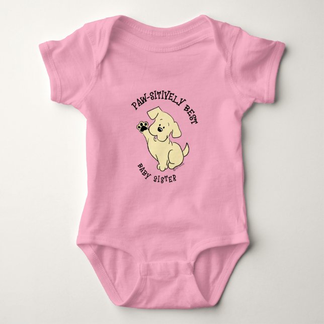 Paw-sitively Best Baby Sister Matching Sibling Baby Bodysuit (Front)