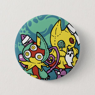 Paw-sitively Frightful   Monstrous Cats Halloween  6 Cm Round Badge