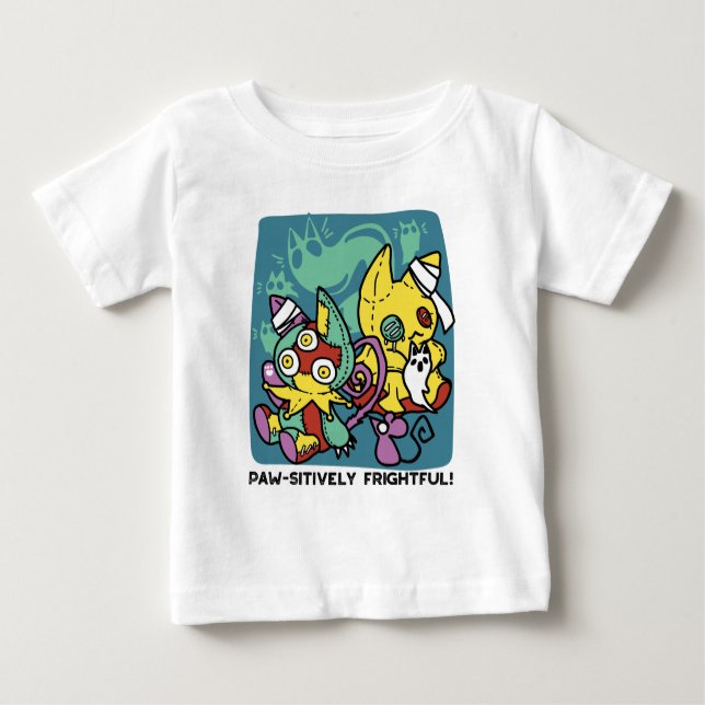 Paw-sitively Frightful | Monstrous Cats Halloween  Baby T-Shirt (Front)