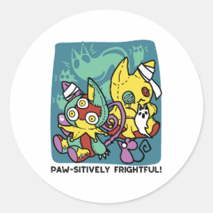 Paw-sitively Frightful Monstrous Cats Halloween Classic Round Sticker