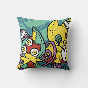Paw-sitively Frightful   Monstrous Cats Halloween  Cushion