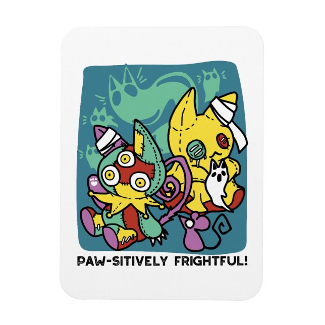 Paw-sitively Frightful | Monstrous Cats Halloween  Magnet (Vertical)