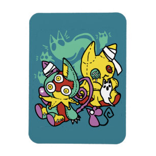 Paw-sitively Frightful Monstrous Cats Halloween Magnet