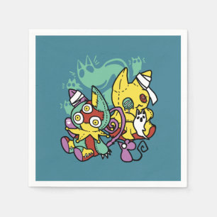 Paw-sitively Frightful Monstrous Cats Halloween Napkin