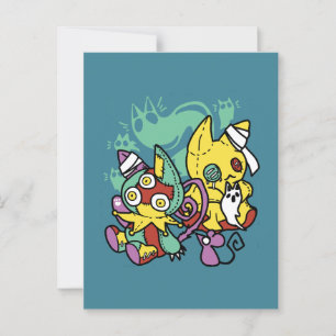 Paw-sitively Frightful Monstrous Cats Halloween Postcard