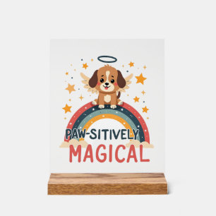 Paw-sitively Magical Puppy Vintage Rainbow Angel D Acrylic Sign