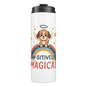 Paw-sitively Magical Puppy Vintage Rainbow Angel D Thermal Tumbler