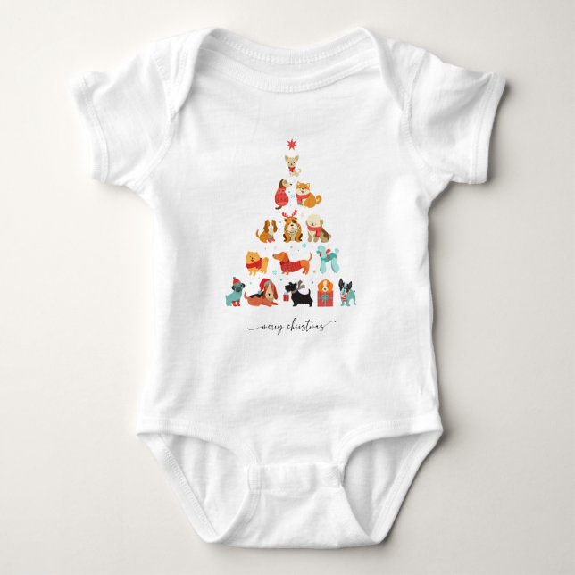 Paw-some Christmas Tree - A Tail-Wagging Holiday Baby Bodysuit (Front)