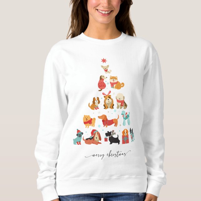 Paw-some Christmas Tree - A Tail-Wagging Holiday Sweatshirt (Front)