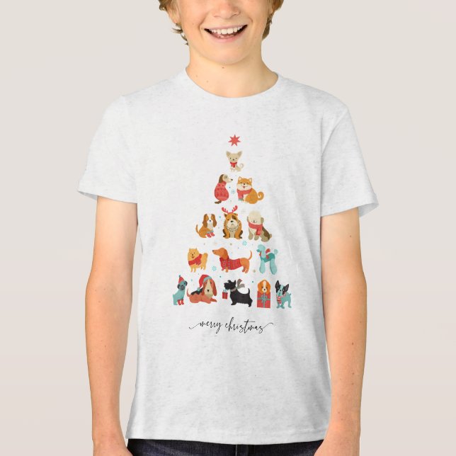 Paw-some Christmas Tree - A Tail-Wagging Holiday Tri-Blend Shirt (Front)