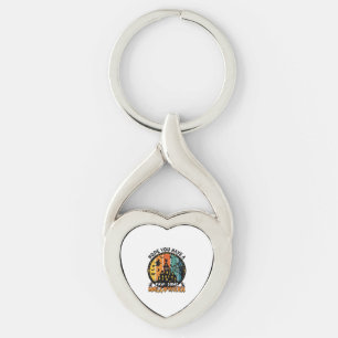 Paw Some Halloween Haunted House Witch Black Cats_ Key Ring
