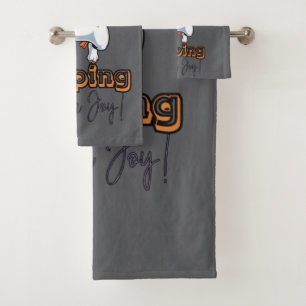 Paw-some Jump Happy Bulldog Art Bath Towel Set
