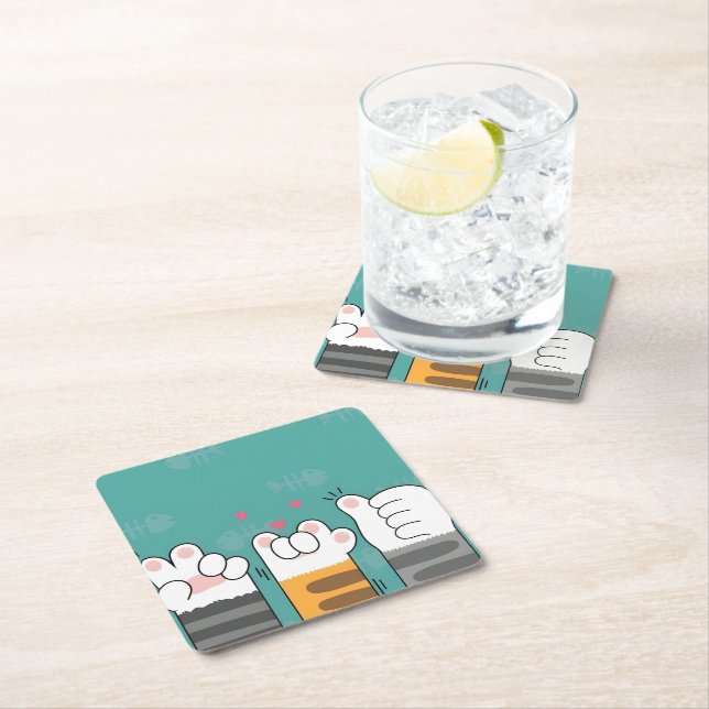 Paw-some Pals Square Paper Coaster (Insitu)