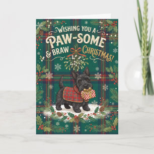 Paw Some Scottie Tartan Christmas Card