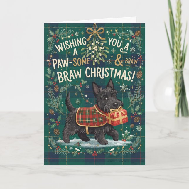 Paw Some Scottish Terrier Christmas Card (Front)