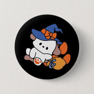 Paw-some Witch in Training – Cute Halloween Dog 6 Cm Round Badge