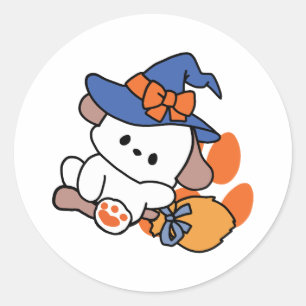 Paw-some Witch in Training – Cute Halloween Dog Classic Round Sticker