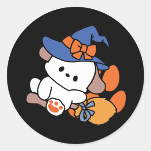 Paw-some Witch in Training – Cute Halloween Dog Classic Round Sticker