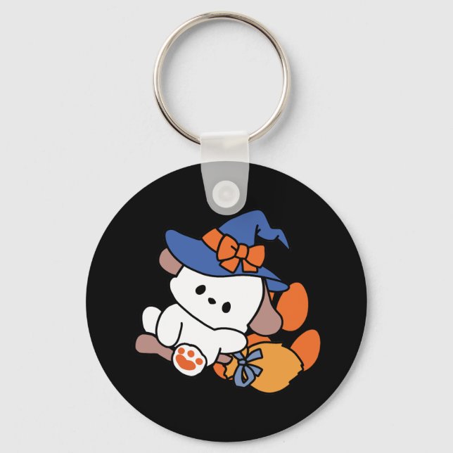 Paw-some Witch in Training – Cute Halloween Dog  Key Ring (Front)
