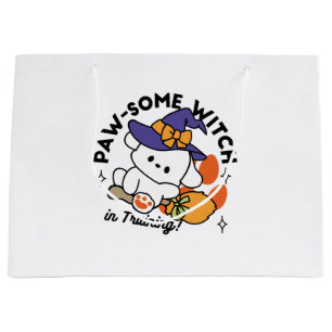 Paw-some Witch in Training – Cute Halloween Dog  Large Gift Bag