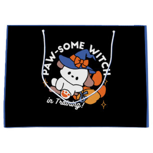 Paw-some Witch in Training – Cute Halloween Dog  Large Gift Bag
